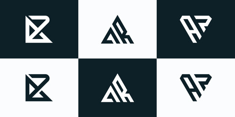Poster - Collection of vector logo designs for the initials A R in a triangle shape
