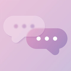 Poster - Chat glass morphism style icon. Chat transparent glass. Chat icon with purple gradient
