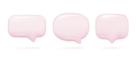 Poster - 3D shiny speech bubbles. Empty square speech bubbles for conversation messages. 3D Vector Illustration.