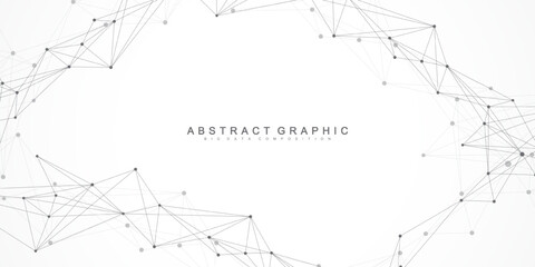 Poster - Global network connection banner design template. Header social network communication in the global business concept. Big data visualization. Internet technology