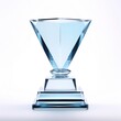 Glass trophy or acrylic winner award realistic on white background