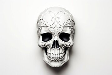 Wall Mural - Close-up, 3d mockup of abstract skull with minimal background