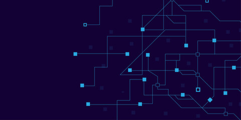 Abstract geometric with connecting dots and lines. Big data visualization, network connection and digital communication technology background.