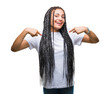 © Krakenimages.com - Young braided hair african american girl over isolated background looking confident with smile on face, pointing oneself with fingers proud and happy.