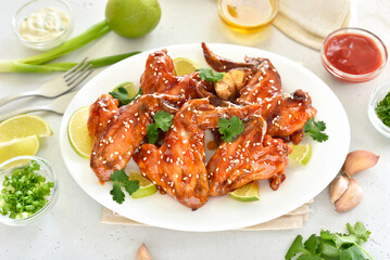 Wall Mural - Buffalo chicken wings on plate