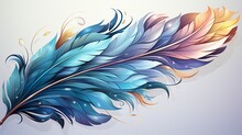 Watercolor Feather Isolated.