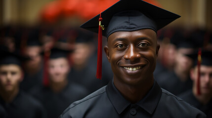 Portrait of handsome male graduate in graduation robe