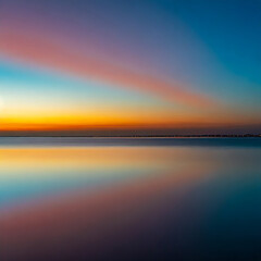 Wall Mural - Minimalist landscape in colorful light and reflecion from the sea