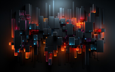 Wall Mural - neon color abstract squares background,created with generative ai tecnology.