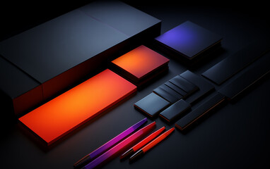 Wall Mural - neon color abstract squares background,created with generative ai tecnology.
