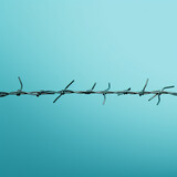 Minimalistic illustration of barbed wire representing stress, turquoise shades created with Generative Ai