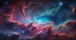 A scene showcasing a vibrant nebula, with swirling gases, newborn stars, and pillars of cosmic dust, resembling a cosmic nursery for star formation - Generative AI