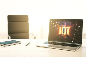 Aufkleber - Creative IOT concept on modern laptop screen. 3D Rendering