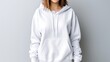 White hoodie mockup template for sweatshirt design with long sleeve and clipping path