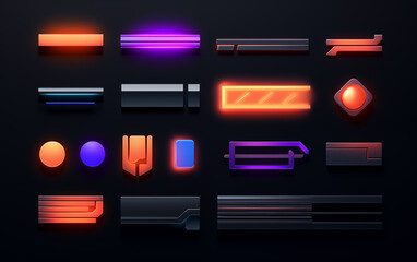 Wall Mural - Neon color abstract squares background,created with Generative AI tecnology.