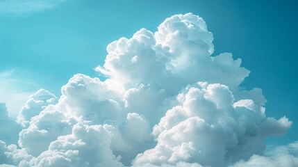 Poster - Large white clouds on soft sky background, view of white cloudy skies.