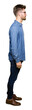© Krakenimages.com - Young handsome elegant man wearing denim jacket looking to side, relax profile pose with natural face with confident smile.