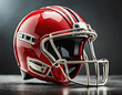 Red football helmet isolated on black background