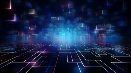 Poster - Dynamic digital abstraction: futuristic hi-tech background with a modern touch. Conceptual illustration of advanced computer technology