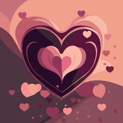 Valentine's day romantic pattern with red heart shape