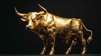 Poster - Bull Golden Statue