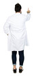 © Krakenimages.com - Doctor with long hair wearing medical coat and stethoscope Posing backwards pointing behind with finger hand