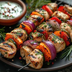 Wall Mural - Chicken Kebabs with Vegetables