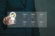 © teerasub - Businessman touches virtual screen on ISO9001 icon. Concept of doing qc pass and analyzing and collecting big data for business organizations. Making questionnaire Checking feedback. Quality control.