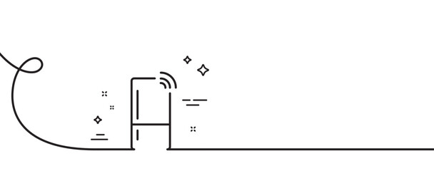 Poster - refrigerator with wifi function line icon. continuous one line with curl. fridge sign. freezer stora