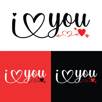Lettering Happy Valentines Day banner, Valentines Day greeting card template with typography text happy valentine`s day and red heart and line on background. Vector illustration