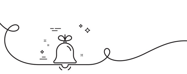 Poster - christmas bell line icon. continuous one line with curl. new year tree decoration sign. bell single 