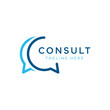 Consultation Logo design with bubble chat sign, unlimited consultation, consultation with people.