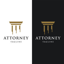 Abstract Logo Design Of Luxury Column Antique Building For Attorney, Law, University And Museum.