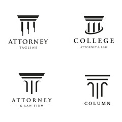 Abstract Logo design of luxury column antique building for attorney, law, university and museum.