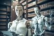 The lawyer works with an artificial intelligence assistant.