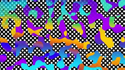 Fototapete - Abstract background digital dot loop. 4k looping footage. Cartoon abstract polka dots collage style