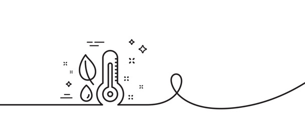 Poster - thermometer line icon. continuous one line with curl. humidity and leaf sign. moisture symbol. therm