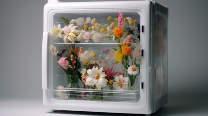 Wall Mural - many flowers in refrigerator room for flowers