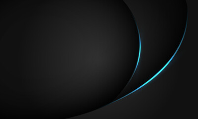 Fototapete - Abstract blue line light curve black shadow on dark grey geometric with blank space design modern luxury background vector