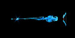 Bow with shooting arrow, blue explosion beam trace, vector wizard archery rays weapon for game, magic warrior asset