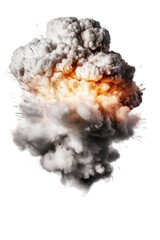 Majestic bomb blasting smoke realistic isolated on transparent background.