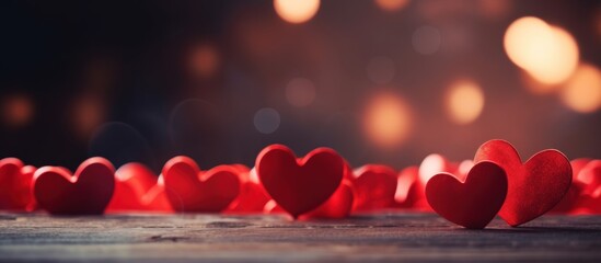 Poster - Abstract background of heart icon, Red heart graphics, blurred heart background, For wedding photos ,wedding cards valentine's day card.Generative AI