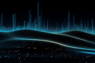Aufkleber - Big Data Visualization: Graphs Conveying Technological Meanings, Musical Sounds in Abstract Background, Interweaving Dots
