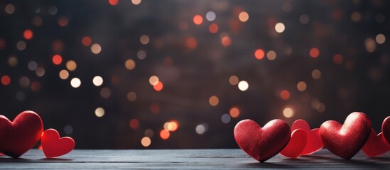 Poster - Valentine's day red heart on an abstract background. Holidays on blurred background. Card for love.Generative AI