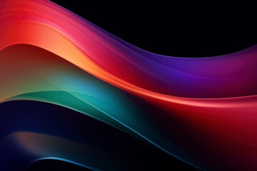 Poster - Abstract sharp orange, green, purple and red waves pattern wallpapers, in the style of organic and flowing forms, concept of minimalism, shadows, dark background