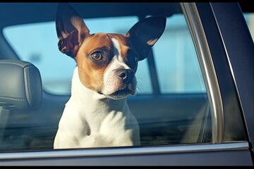 Wall Mural - dog in a car