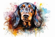Watercolour Dachshund Dog 
