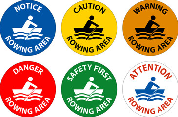 Wall Mural - Water Safety Sign Warning - Rowing Area