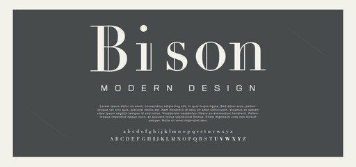 Wall Mural - Bison creative modern urban alphabet font. Digital abstract futuristic, fashion, sport, minimal technology typography. Simple numeric vector illustration
