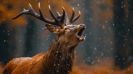 Wall Mural -  a close up of a deer with it's mouth open and it's mouth wide open and it's mouth wide open with it's mouth wide open.